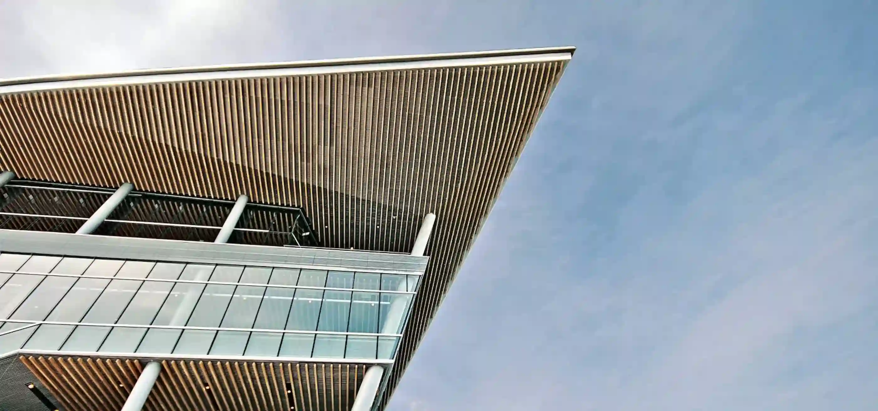 Ceiling view of a building with windows